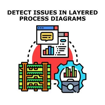 Identifying problems in layered process diagrams and analysis Stock Illustration