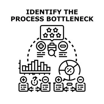 Identifying process bottleneck and business problem analysis concept Stock Illustration