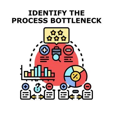 Identifying process bottleneck and business problem analysis concept Stock Illustration
