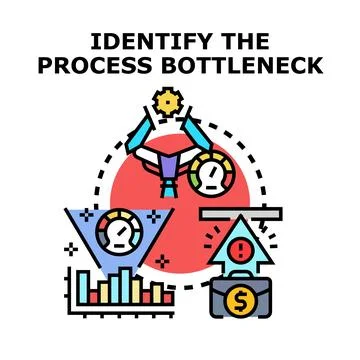 Identifying process bottleneck in business optimization strategy Illustrazione stock