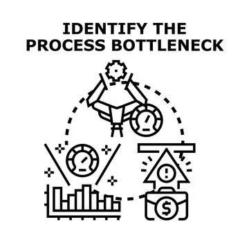 Identifying process bottleneck in business optimization strategy Stock Illustration