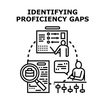 Identifying proficiency gaps and skill assessment process Stock Illustration
