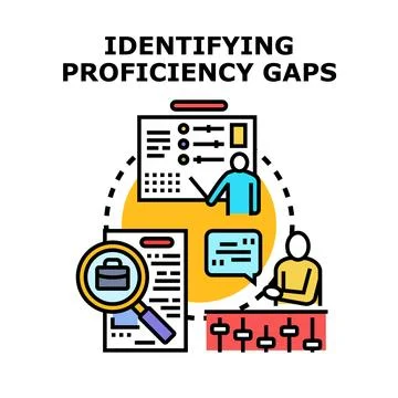 Identifying proficiency gaps and skill assessment process Stock Illustration