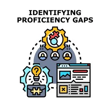 Identifying proficiency gaps and skill development process Stock Illustration