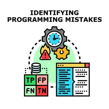 Identifying programming mistakes debugging software development concept Illustrazione stock