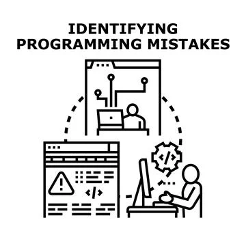 Identifying programming mistakes in software development cycle 库存插图