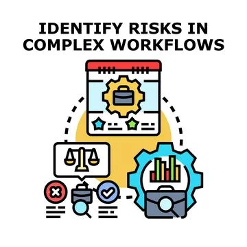 Identifying risks in complex business workflows concept Stockillustratie