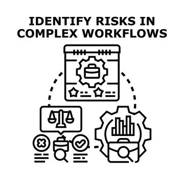 Identifying risks in complex business workflows concept 库存插图
