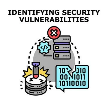 Identifying security vulnerabilities concept protecting network data 库存插图