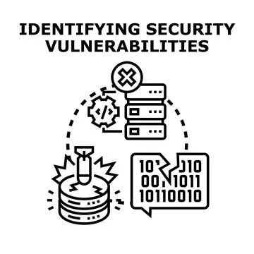 Identifying security vulnerabilities concept protecting network data Stock Illustration