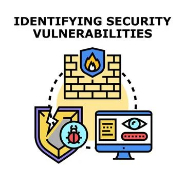 Identifying security vulnerabilities, cyber threats, and protection Illustrazione stock