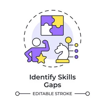 Identifying skills gaps multi color concept icon Stock Illustration