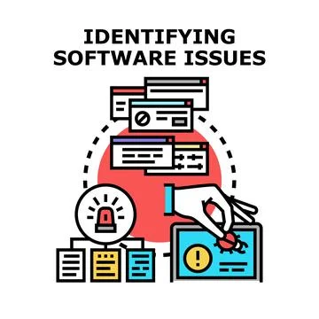 Identifying software issues concept for software development 스톡 일러스트