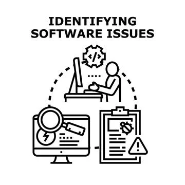 Identifying software issues in programming development process 스톡 일러스트