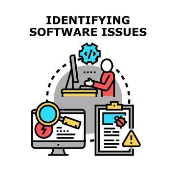 Identifying software issues in programming development process Illustrazione stock