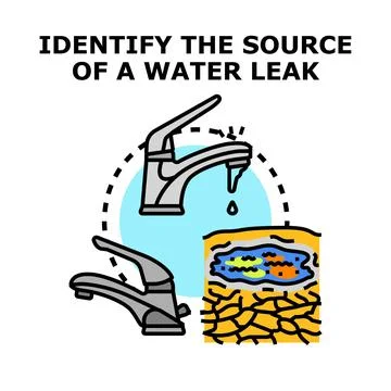Identifying source of water leak problem and repairing Stock Illustration