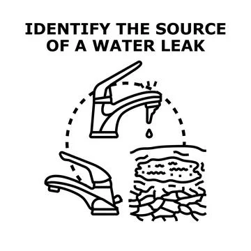 Identifying source of water leak problem and repairing Stock Illustration
