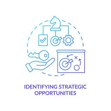 Identifying strategic opportunities blue gradient concept icon Stock Illustration