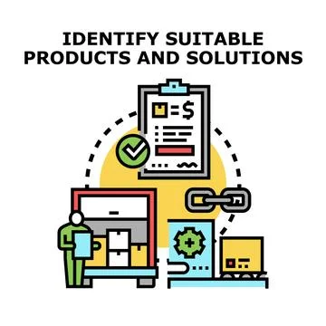 Identifying suitable products and solutions process development Stockillustratie