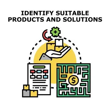 Identifying suitable products and solutions vector concept 库存插图