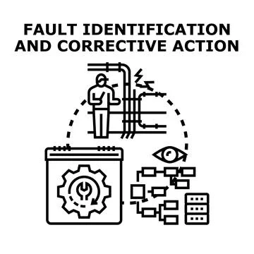 Identifying system faults and implementing corrective actions Stock Illustration