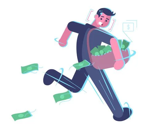 Identifying thief using artificial intelligence flat color vector illustration 스톡 일러스트