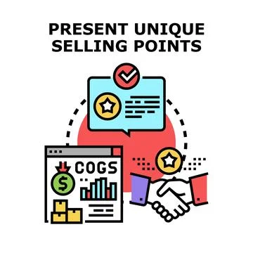 Identifying unique selling points and business value Stock Illustration