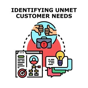Identifying unmet customer needs concept for business problem solving Stock Illustration
