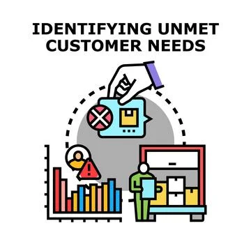 Identifying unmet customer needs vector concept Stock Illustration