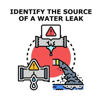 Identifying water leak source and pollution concept Stock Illustration