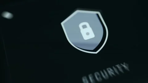 Identity and Data Protection Screen Selective Focus with animated metrics Vídeo Stock 337392662