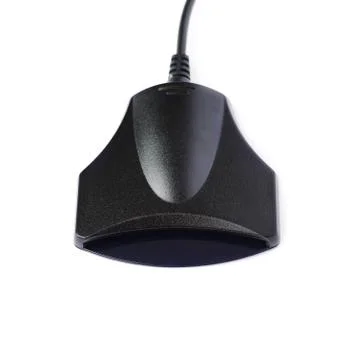 Identity authentication card reader isolated over white background Stockfoto's