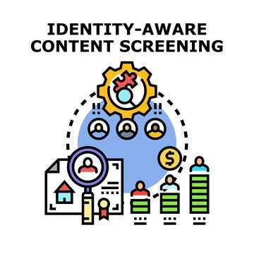 Identity aware content screening process analyzing user profiles Stock Illustration