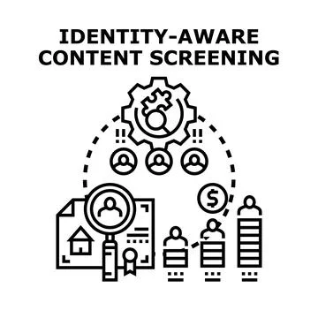 Identity aware content screening process analyzing user profiles Stock Illustration