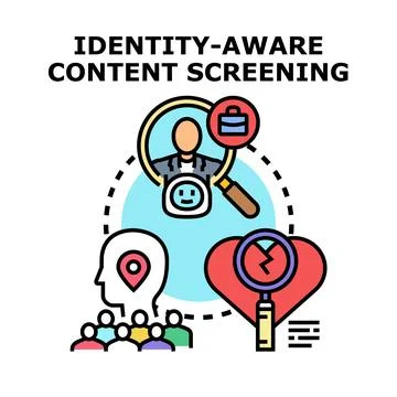 Identity aware content screening strategy concept 스톡 일러스트