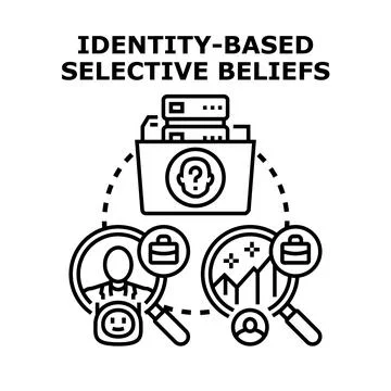 Identity based selective beliefs concept illustration Stock Illustration