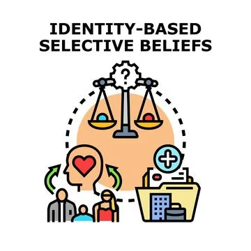 Identity based selective beliefs influencing information processing イラスト素材