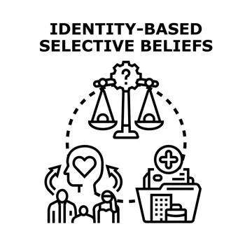 Identity based selective beliefs influencing information processing イラスト素材