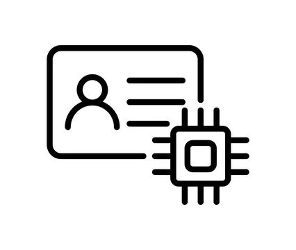 Identity card with embedded chip technology and user profile illustration 스톡 일러스트