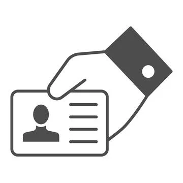 Identity card in hand solid icon, security check concept, identification Stock Illustration