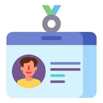 Identity card icon displaying profile details, a recognition badge,personal data イラスト素材