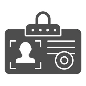 Identity card solid icon. Id card vector illustration isolated on white. Pass Stock Illustration