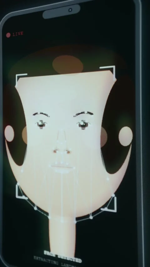 Identity check system scanning and analyzing face features Stock Footage 333835191
