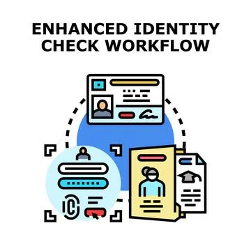 Identity check workflow diagram with verification processes Stock Illustration