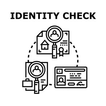 Identity checking process for personal verification and security Stock Illustration