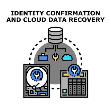 Identity confirmation accessing cloud data recovery services Stock Illustration