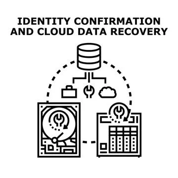 Identity confirmation accessing cloud data recovery services 스톡 일러스트