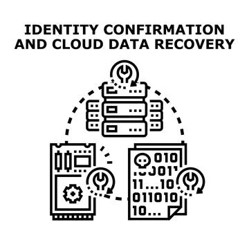 Identity confirmation and cloud data recovery concept 스톡 일러스트