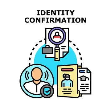 Identity confirmation process with secure user verification Illustrazione stock