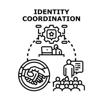 Identity coordination process for team collaboration and management Illustrazione stock